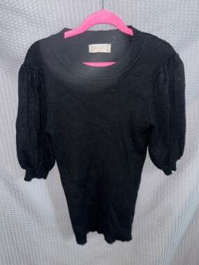 Altar'd State Black Ribbed Puff Sleeve Sweater Dress Small